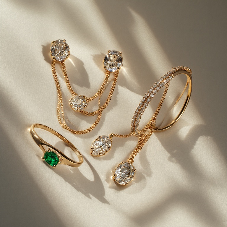 Emerald Luxe – Gold Ring with Green Stone